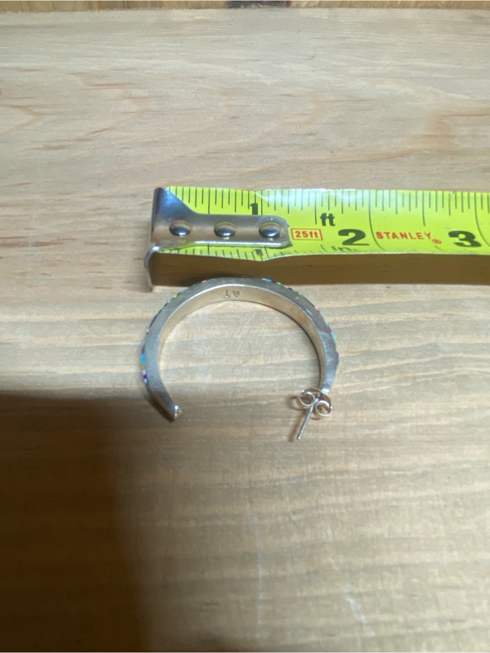 Zuni Hoop Earrings Jewelry Native American Opal Sterling Silver Indigenous Inlay - Picture 11 of 11